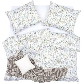 Povlečení SCANquilt povlečení SATÉN PLUS traviny bílozelená 140 x 200/70 x 90 cm