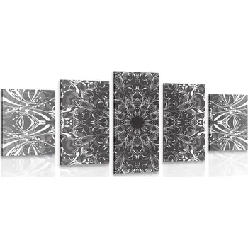 Obraz Dovido 5-dílný obraz černobílá rozeta