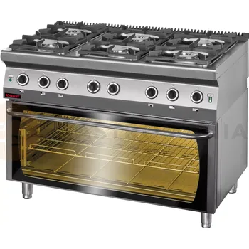 Sporák Plynový sporák s 6 hořáky a elektrikou troubou | KROMET, 700.KG-6/PE-3