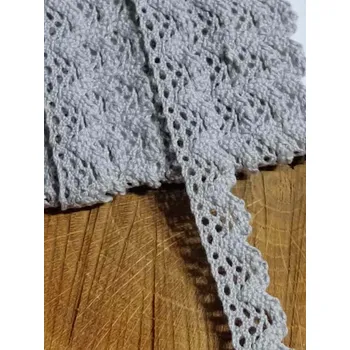 Krajka Bavlněná krajka šíře 14 mm paličkovaná šedá světlá