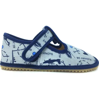 Chlapecká obuv BEDA Barefoot BF 060010/W šedé/letadla