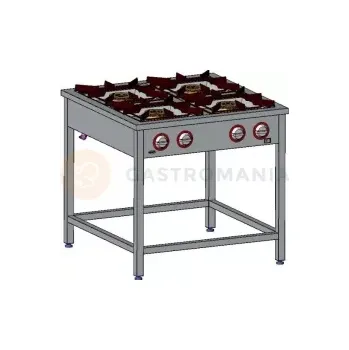 Plynová kartuše Gastronomický plynový sporák 4 hořáky, 900x900x850 mm bez police, 1x3,4+1x5+1x6,5+1x8 kW | EGAZ, TGP-425.II