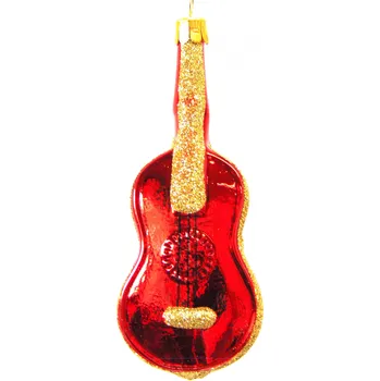 Vánoční ozdoba Vánoční ozdoba kytara 1043 sklo 12 cm