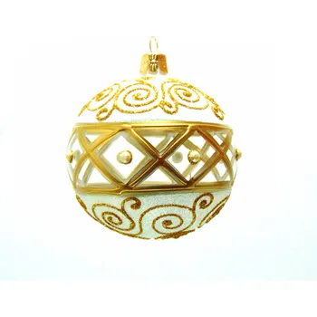 Vánoce Vánoční koule 8cm zdobená posypem a malbou