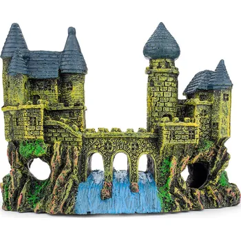 Dekorace do akvária Happet Zámek s mostem přes řeku - Dekorace do akvária