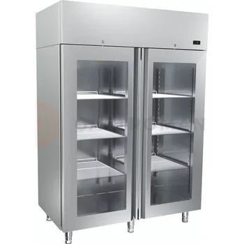 Lednice Chladicí skříň dvojitá z nerezové oceli s prosklenými dveřmi 1340 l, 1440x821x2050 mm | DORA METAL, DM-92609 Standard