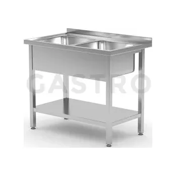 Nerezový dřez Nerezový stůl, 2 umyvadla, 1000x700x(h)850 mm | HENDI, 812969