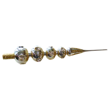 Vánoční ozdoba Vánoční špice 4 kulová stříbrno zlatý lesk 45cm, píchaná - 345