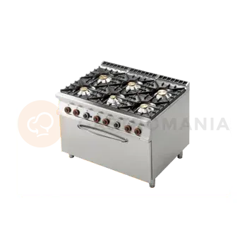 Sporák Sporák plynový s 6 hořáky a elektrickou troubou GN 2/1 | RM GASTRO, CF6 912 GEV