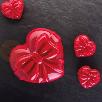 Kuchyňská sůl Silikonová forma na 3D dezerty - srdce s mašličkou, 73x66x36 mm, 90 ml - PX4385S | PAVONI, Cadeau
