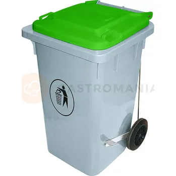 Nádoba na led Odpadkový koš na kolečkách, šedý se zeleným víkem | CONTACTO, 3053/106