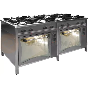 Sporák Gastronomický plynový sporák 8 hořáků a 2 elektrické trouby, 1737x900x850 mm, 50 kW | EGAZ, TG-845/2xPKE-1