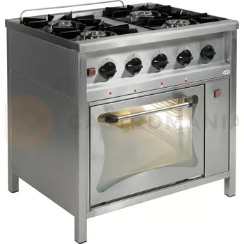 Sporák Gastronomický plynový sporák 4 hořáky s plynovou troubou, 900x900x850 mm, 23,4 kW | EGAZ, TG-420/PG-1