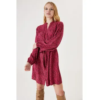 Dámské šaty GARCIA DÁMSKÉ PROPÍNACÍ ŠATY - RŮŽOVOČERNÝ VZOR L