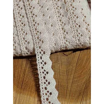 Krajka Bavlněná krajka šíře 22 mm se zoubky ecru