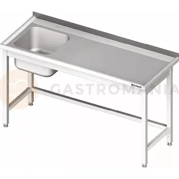 Kuchyňská linka Stůl nerezový s dřezem jednokomorovým na levé straně a bez police 1600x600x850 mm | STALGAST, 980676160