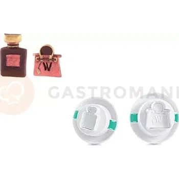 Výroba svíčky Vykrajovátka na těsto s razítkem ve tvaru kabelky a parfému, komplet 2 ks | SILIKOMART, TAG15 Cutter Glam