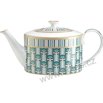 Konvice na čaj Pozzi M LIBERTY porcelánová čajová konvice tyrkysové modré proužky a ornamenty 1200 ml
