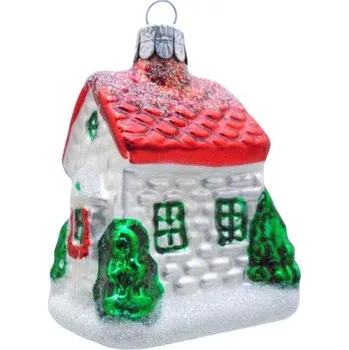 Vánoční dekorace Vánoční ozdoba vánoční dům s červenou střechou 3345