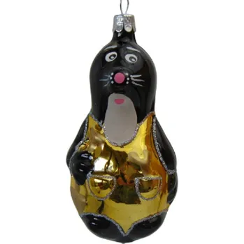 Vánoční ozdoba Vánoční ozdoba Krteček 11x5x4,5cm zlatý lesk 3860