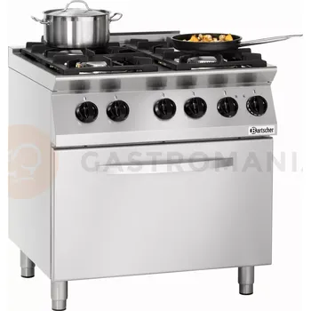 Gastro oděv Plynový sporák 2x 3,5 kW + 2x 6 kW, 800x730x910 mm | BARTSCHER, MFG 7341