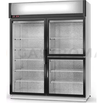 Lednice Chladící skříň jednostranně prosklenná s křídlovými dveřmi, dvoukomorová, třídveřová, horní agregát, ventilátor, 4 kl., 1400x750x2020 mm | RAPA, SCh - S 1400 / 3D