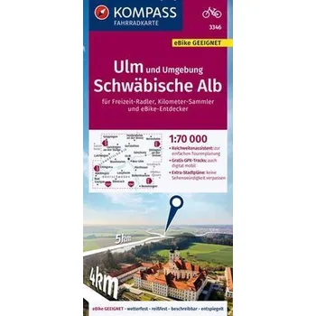 KOMPASS Fahrradkarte 3346 Ulm und Umgebung, Schwäbische Alb 1:70.000