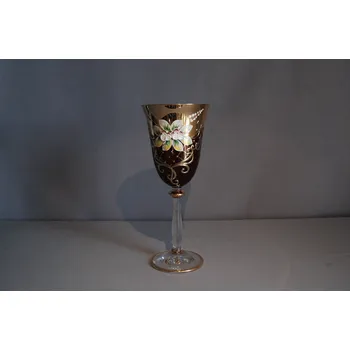 Sklenice Sklenice na víno 250ml smalt, zlacená, rubínová červeň