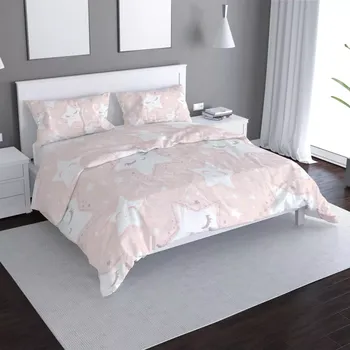 Povlečení Saténové povlečení Spící hvězdičky - Sablio - 140x200 / 90x70