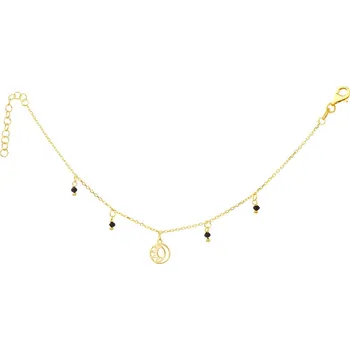 Náramek Pozlacený stříbrný náramek se sklem - půlměsíc, slunce - AP532-5810