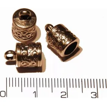 Materiál na výrobu šperku Koncovka válcovitá s očkem průměr 6mm, zdobená. (postříbřeno)