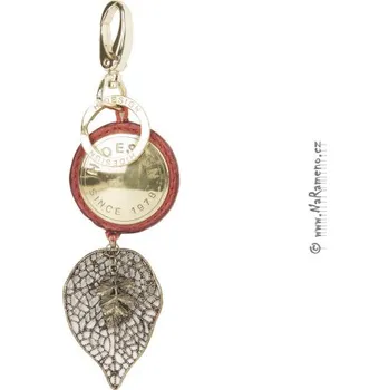 Přívěsek na klíče HIDESIGN z kovu zlaté barvy KC-Leaf červený