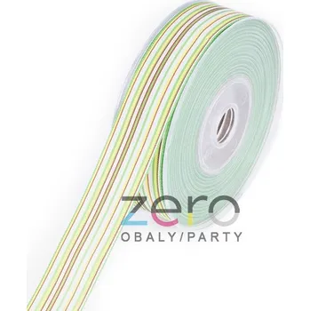 Stuha Stuha tkaná 2,5 cm x 10 m - pruhy bílé, zelené, žluté a červené