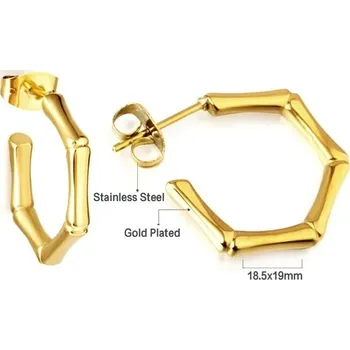 Náušnice Kruhové náušnice z chirurgické oceli ve zlaté barvě - 134G