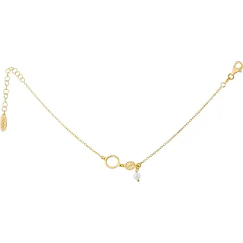 Náramek Pozlacený stříbrný náramek s perlou - kroužek, rozeta - AP534-0638