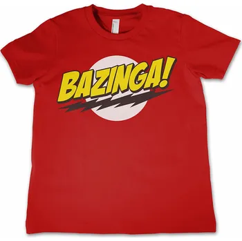 Chlapecké tričko Big Bang Theory tričko, Bazinga Super Logo Kids Red, dětské XS velikost XS věk (4 roky)