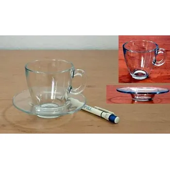 Šálek s podšálkem šapo Basic 0,215 sklo hrníček skleněný