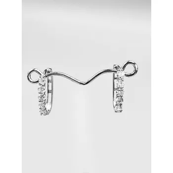 Náušnice Ocelové náušnice - Zdobené oválky s pěti kamínky stříbrné barvy