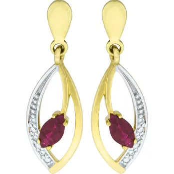 Náušnice Zlaté náušnice s rubínem diamanty 11345190R5R