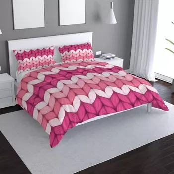 Povlečení Saténové povlečení Střídajíci růžové pletení - Sablio - 140x200 / 90x70