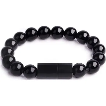 Datový kabel Exkluzivní nabíjecí kabel pro telefon - micro USB náramek Černá