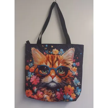 Krásná taška přes rameno, kočka s květy