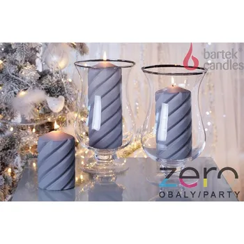 Svíčka Svíčka válec 'Baroko' pr. 10 cm, výška 20 cm - šedá