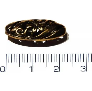 Materiál na výrobu šperku Filigrán, kovový korálek 24x10mm, otvor 1mm (antické zlato)
