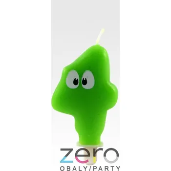Dortová svíčka Svíčka narozeninová 'oči' 7,5 cm číslo '4' - zelená
