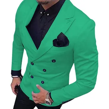 Luxusní pánské dvouřadé sako Barva: Zelená, Velikost: M