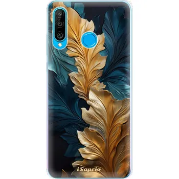 Pouzdro na mobilní telefon Odolné silikonové pouzdro iSaprio - GoldBlue Leaves 02 - Huawei P30 Lite