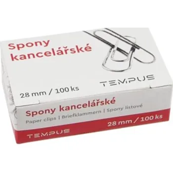 Spony kancelářské Tempus 28mm 100ks