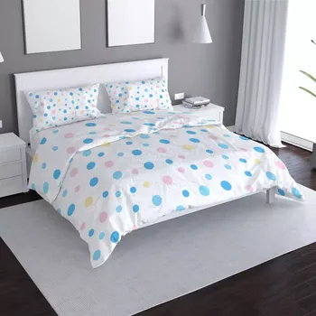 Povlečení Saténové povlečení Barevné puntíky na bílé - Sablio - 140x200 / 90x70