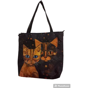 Dámská taška značky Gaul , dvě kočky na černé podkladu